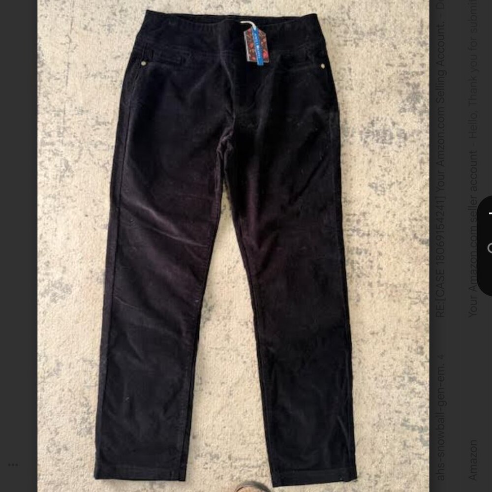 NEW April Cornell Women's Large Black Cashe Curdoroy Slacks Pull On Pants